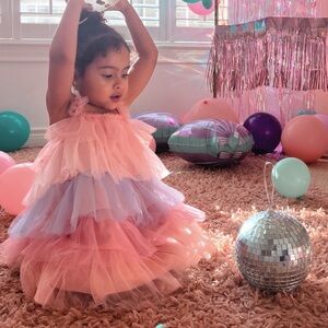 Charming Pink Layered Tulle Dress